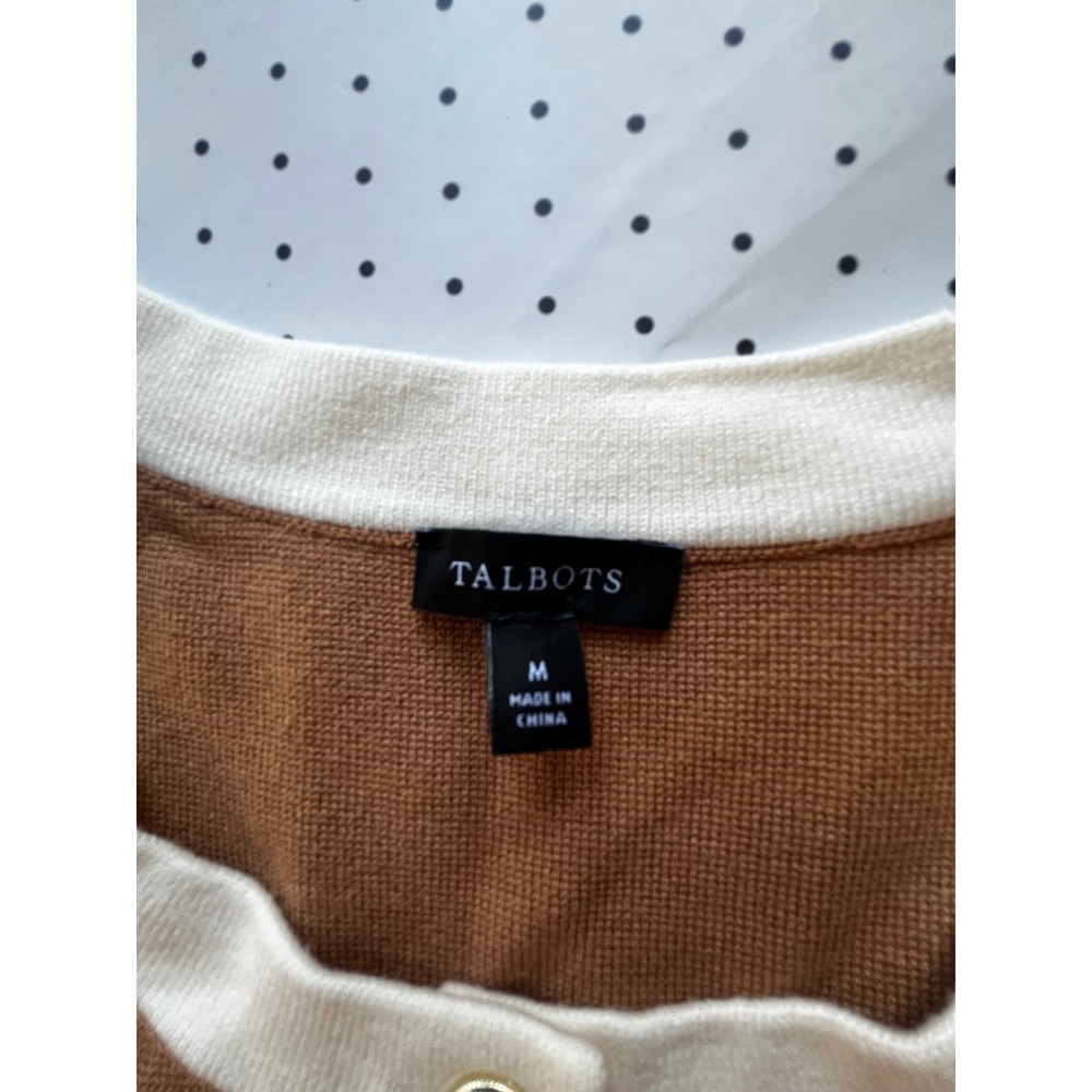 Talbots Camel Knit Sweater Dress Gold Button Old Money Preppy Midi Brown M - Picture 4 of 9